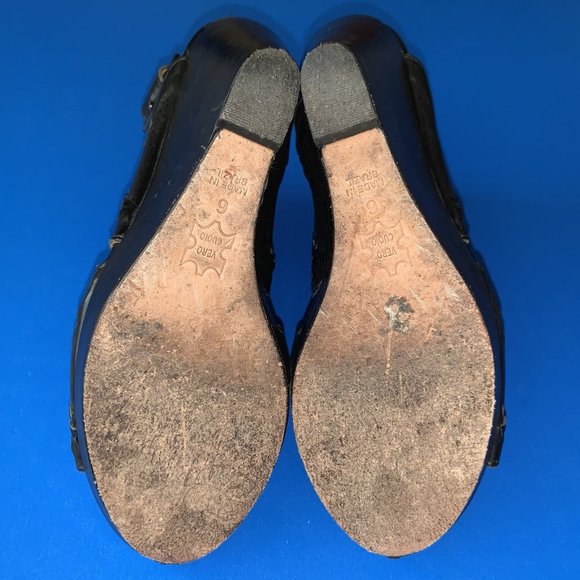 CYNTHIA VINCENT Black Braided Wedge Platform Slingback Shoes Size 6 - Picture 6 of 6